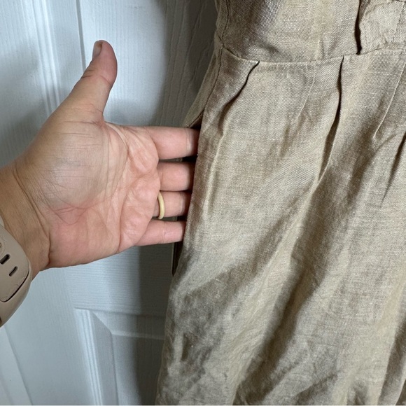 Madewell Linen-Blend Ruffle Tie-Back Jumpsuit in Seed Khaki size 12 - Picture 6 of 9